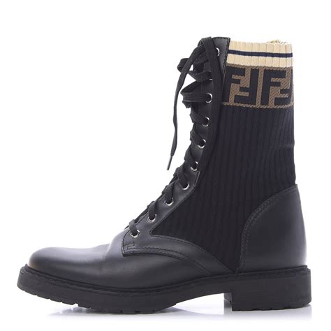 rokoko fendi|FENDI Calfskin Stretch Fabric FF Rockoko Biker Boots 39..